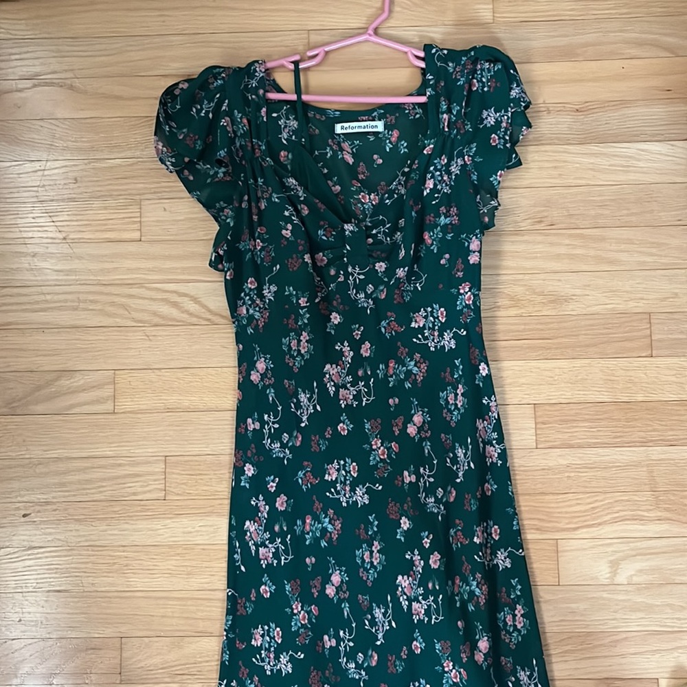 NWT Reformation Lisola Dress in Emilia dark green floral formal party long dress - Picture 8 of 10